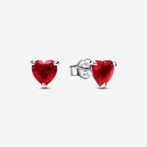 Aretes Corazón Rojo Plata