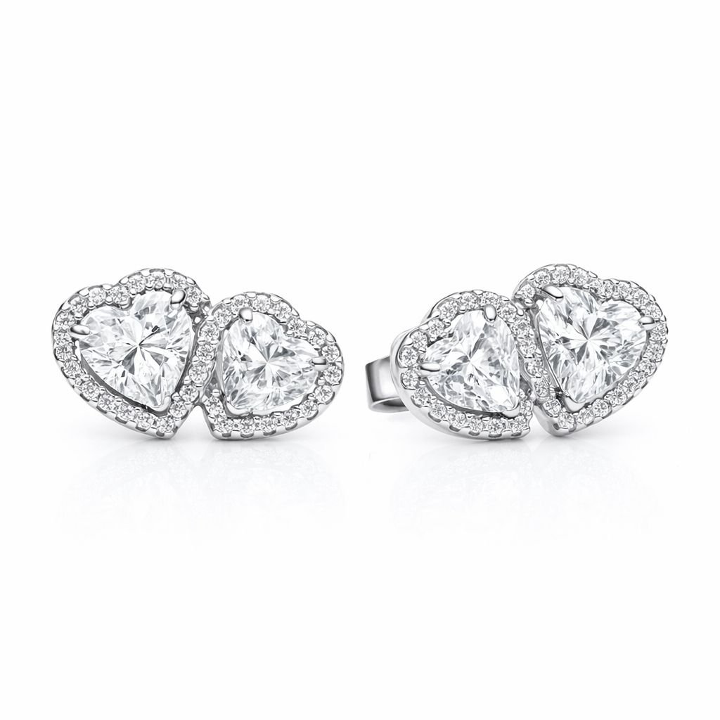 Arete Doble Corazón Plata
