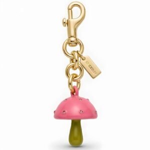 Llavero Hongo Rosa Dorado